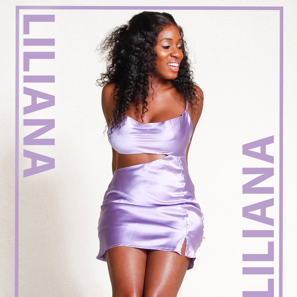 Womens slip dress with cowl neck and waist cut out. - Picture 5 of 16